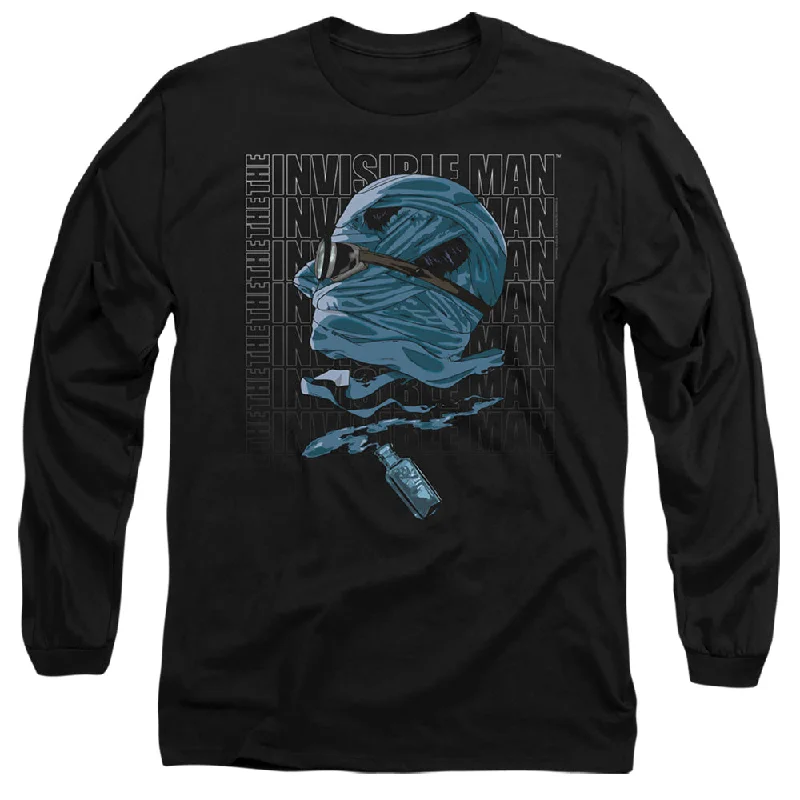Huge Discounts The Invisible Man Long Sleeve T-Shirt Side Profile Black Tee