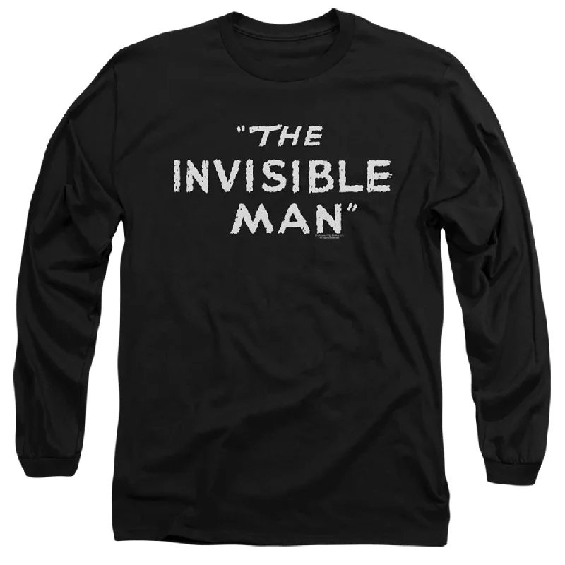 Members Only The Invisible Man Long Sleeve T-Shirt Vintage Title Text Black Tee
