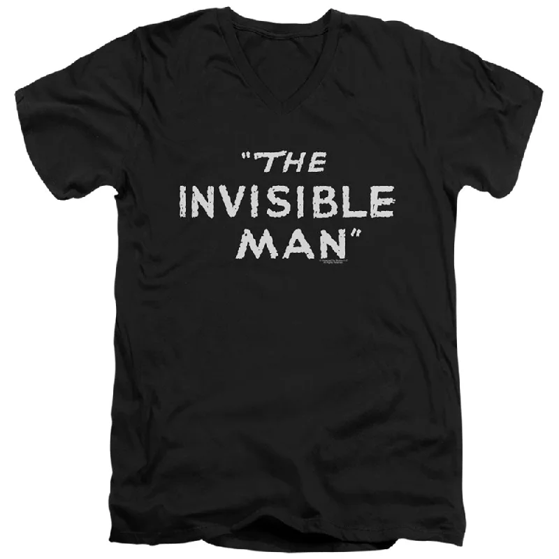 Clearance Event The Invisible Man Slim Fit V-Neck T-Shirt Vintage Title Text Black