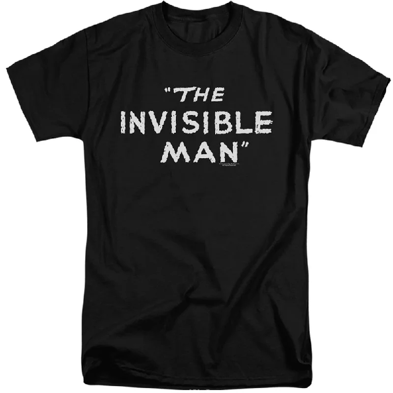 Doorbuster Deal The Invisible Man Tall T-Shirt Vintage Title Text Black Tee