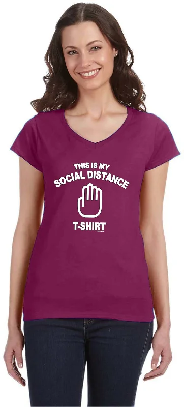 Shop and Save This is My Social Distancing Ladies V-Neck Shirt