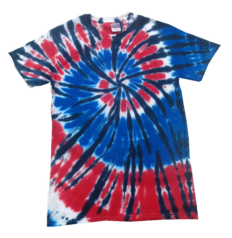 Super Deal Tie Dye Shirt Red White Blue American USA Independence Swirl T-Shirt