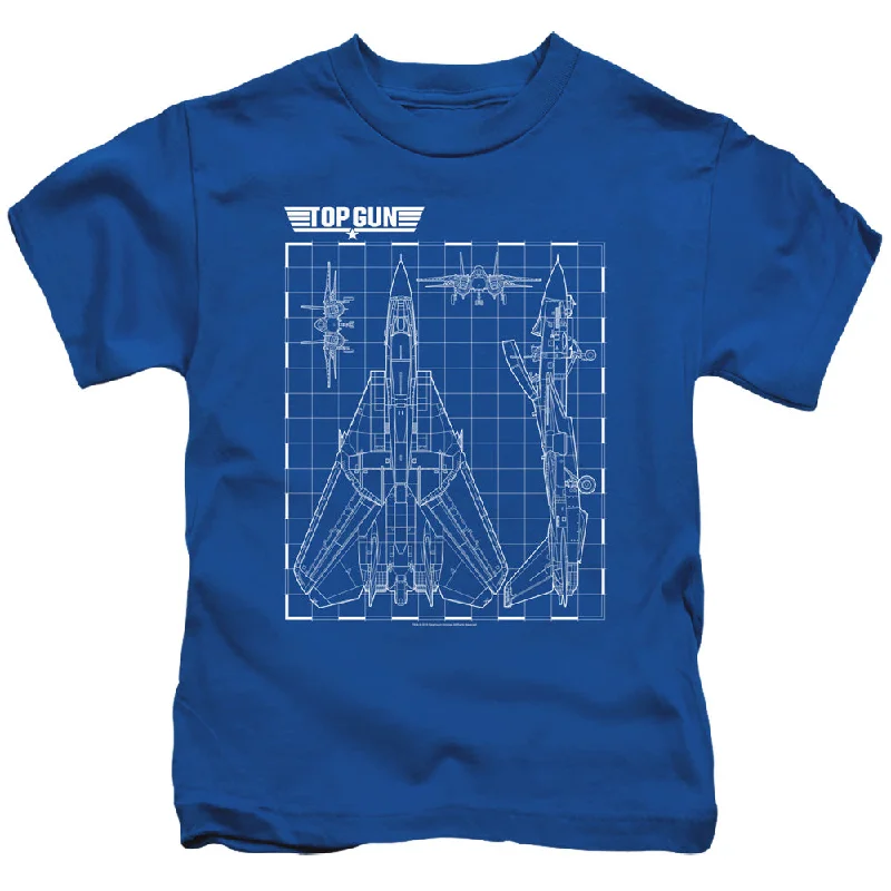 Inventory Reduction Top Gun Boys T-Shirt Schematic F-14 Tomcat Royal Tee