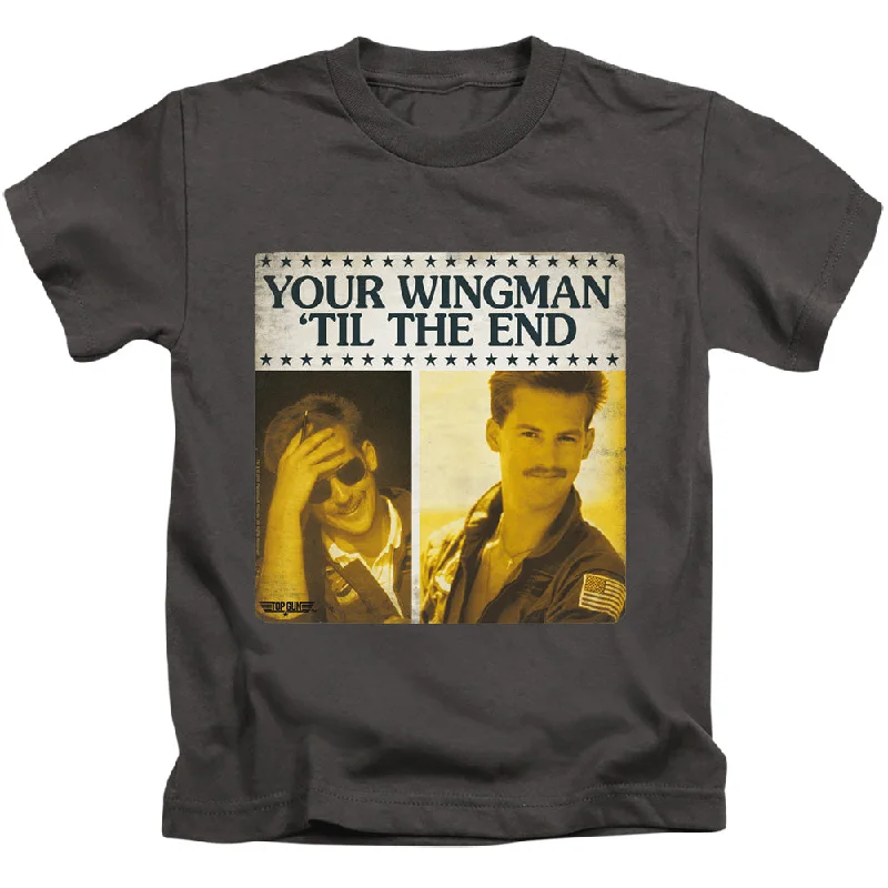 Get It Before It’s Gone Top Gun Boys T-Shirt Wingman 'Til The End Charcoal Tee
