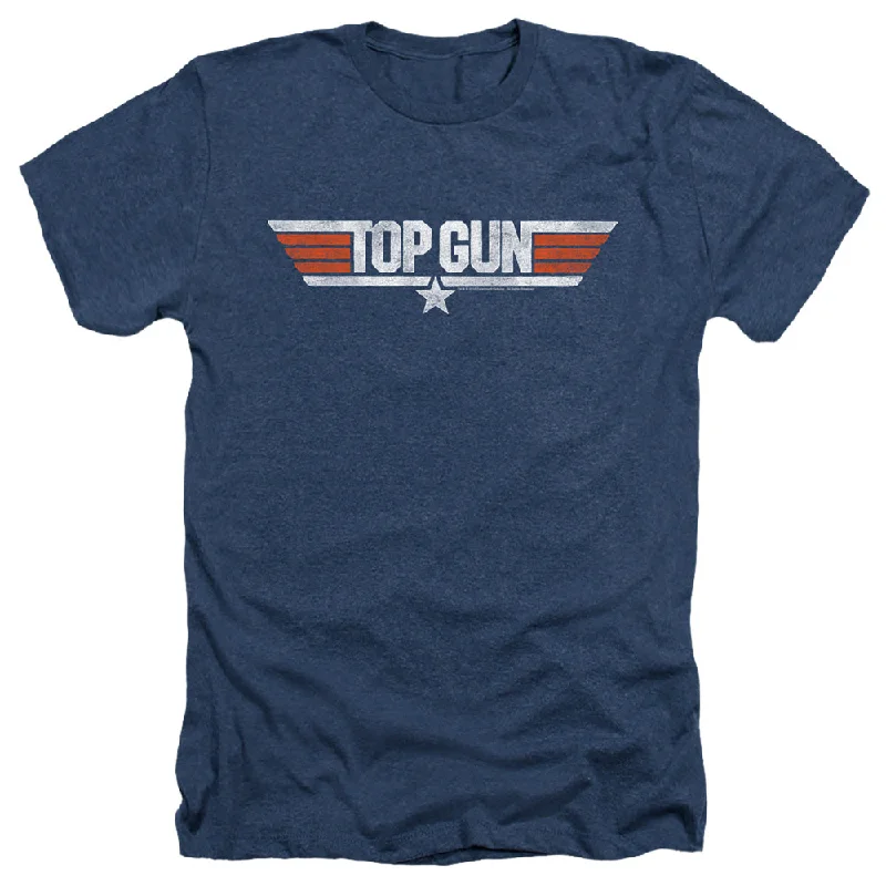 Epic Deals Top Gun Heather T-Shirt Distressed Logo Navy Tee