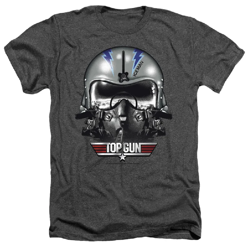 Quick Sale Top Gun Heather T-Shirt Iceman Helmet Charcoal Tee