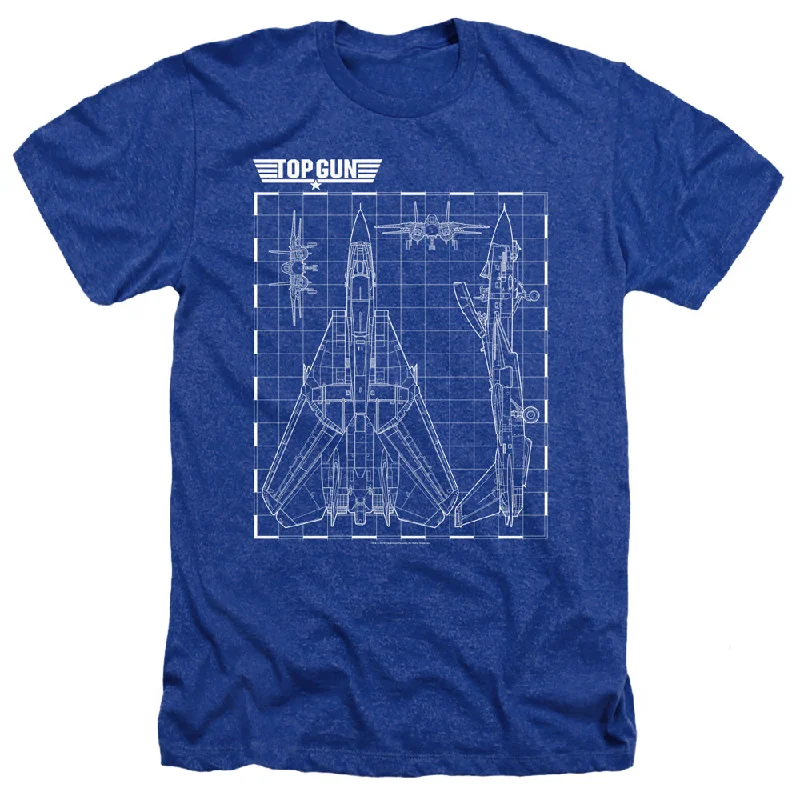 Warehouse Sale Top Gun Heather T-Shirt Schematic F-14 Tomcat Royal Tee