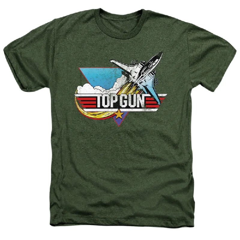 YEAR-End Clearance Top Gun Heather T-Shirt Vintage Logo Military Tee
