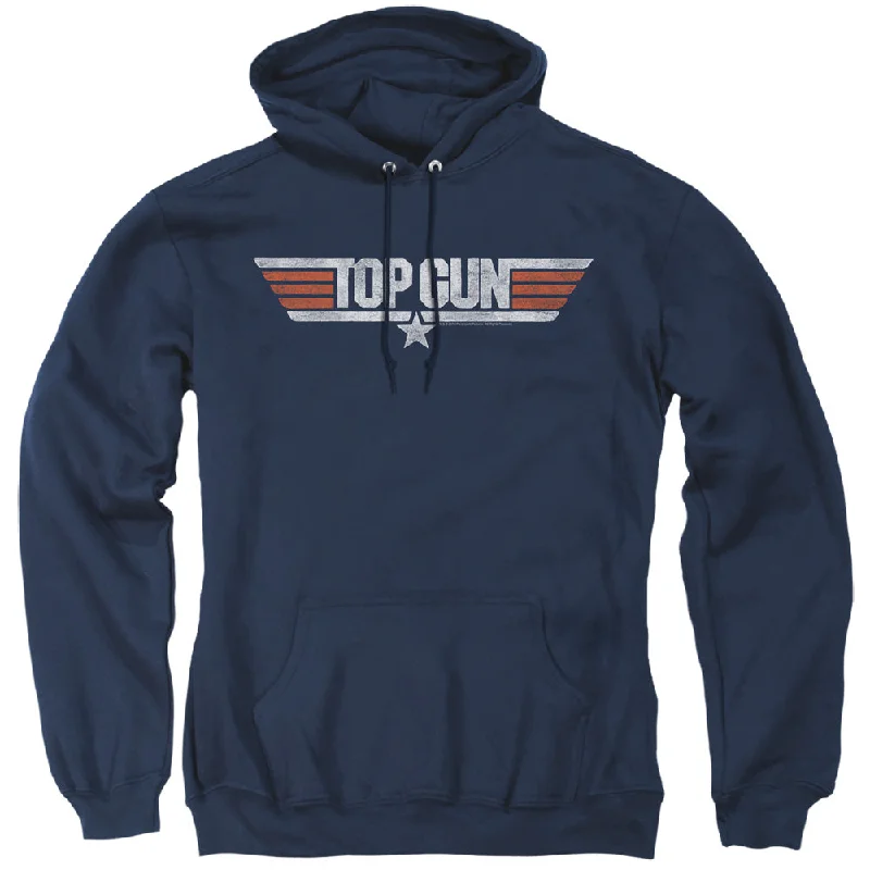Final Clearance Top Gun Hoodie Distressed Logo Navy Hoody