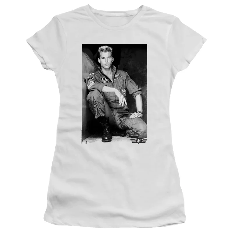 Can't Miss Top Gun Juniors T-Shirt Iceman Portrait White Tee
