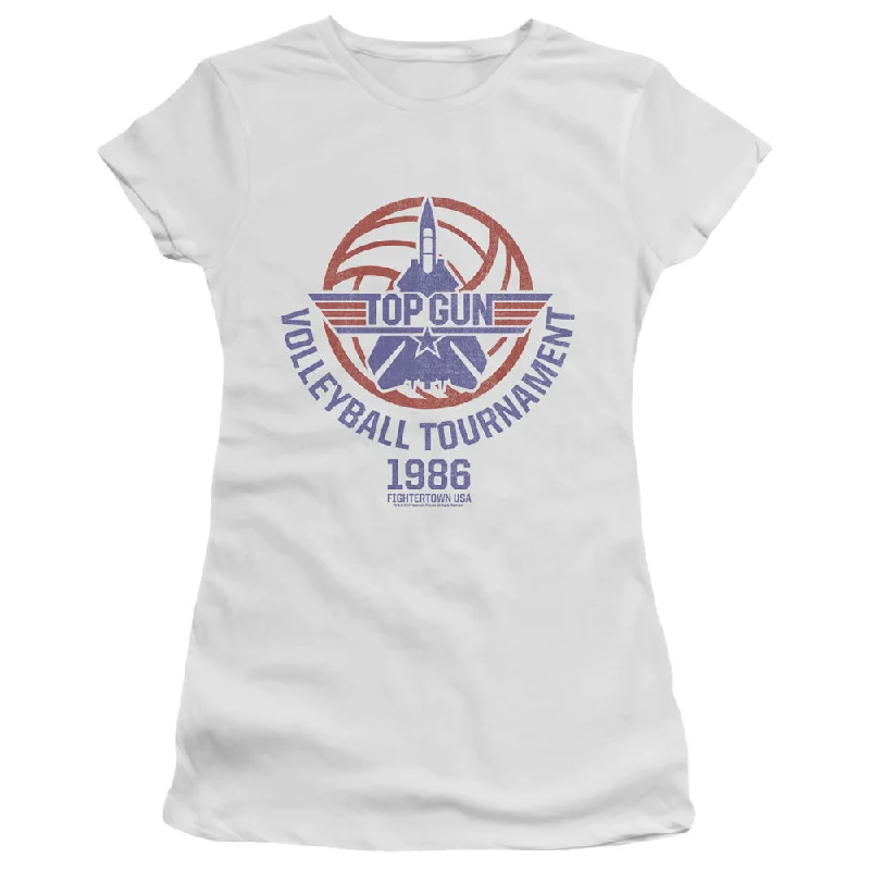 New Deals Top Gun Juniors T-Shirt Volleyball Tournament White Tee