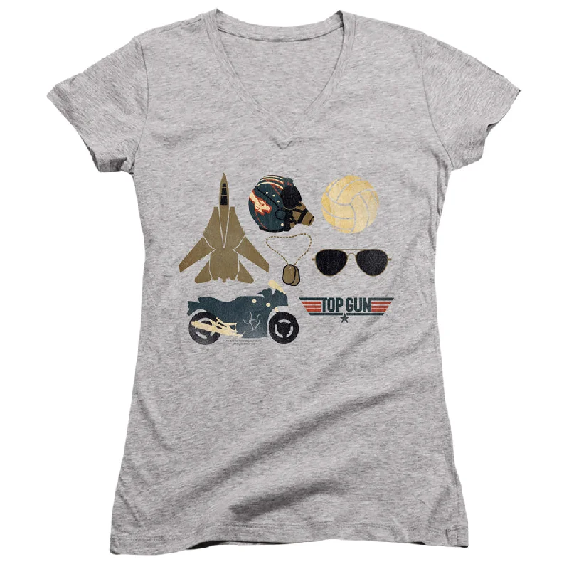 Last Chance Top Gun Juniors V-Neck T-Shirt Maverick Items Heather Tee
