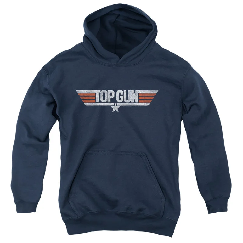 Crazy Deals Top Gun Kids Hoodie Distressed Logo Navy Hoody