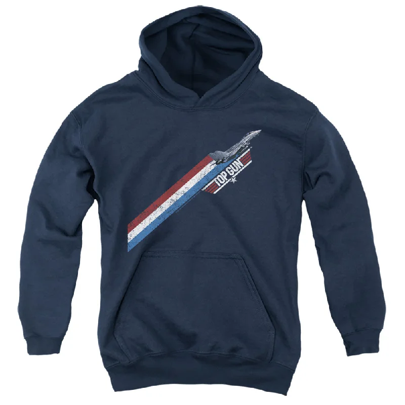 Year-End Sale Top Gun Kids Hoodie Red White Blue Stripes Navy Hoody
