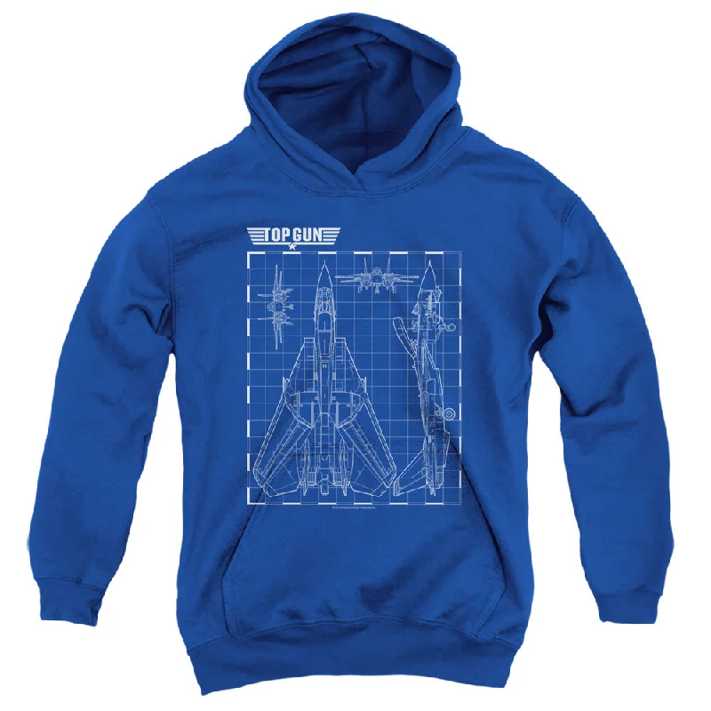 Markdown Madness Top Gun Kids Hoodie Schematic F-14 Tomcat Royal Hoody
