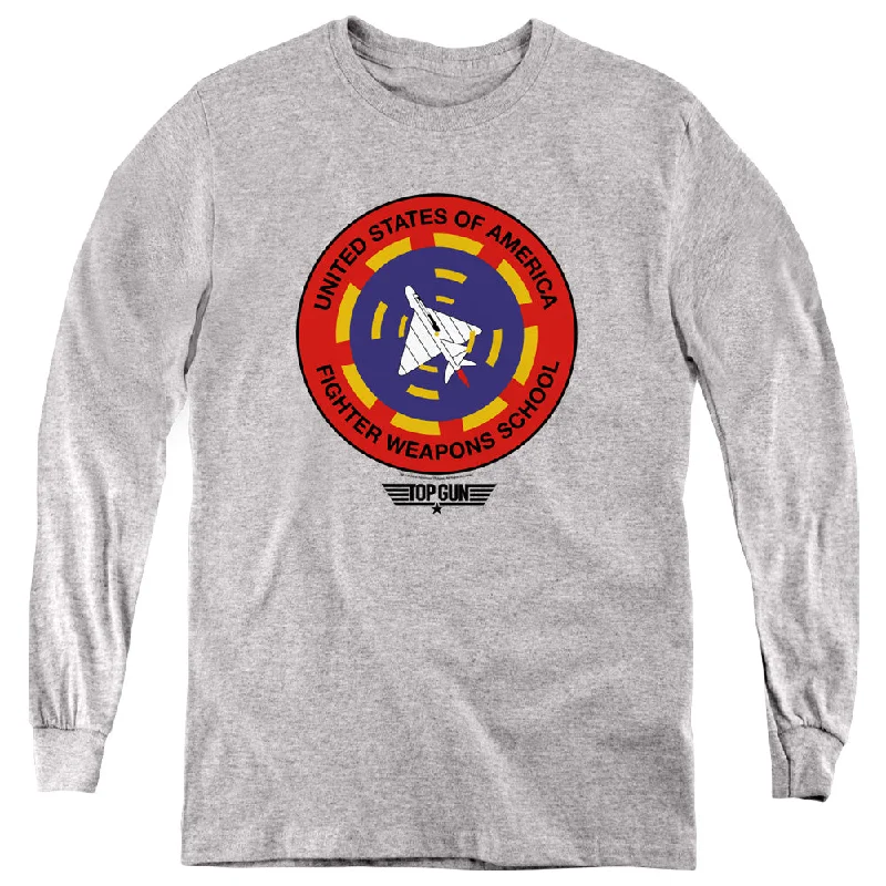 Mega Deal Top Gun Kids Long Sleeve Shirt Fighter Weapons School Heather Tee