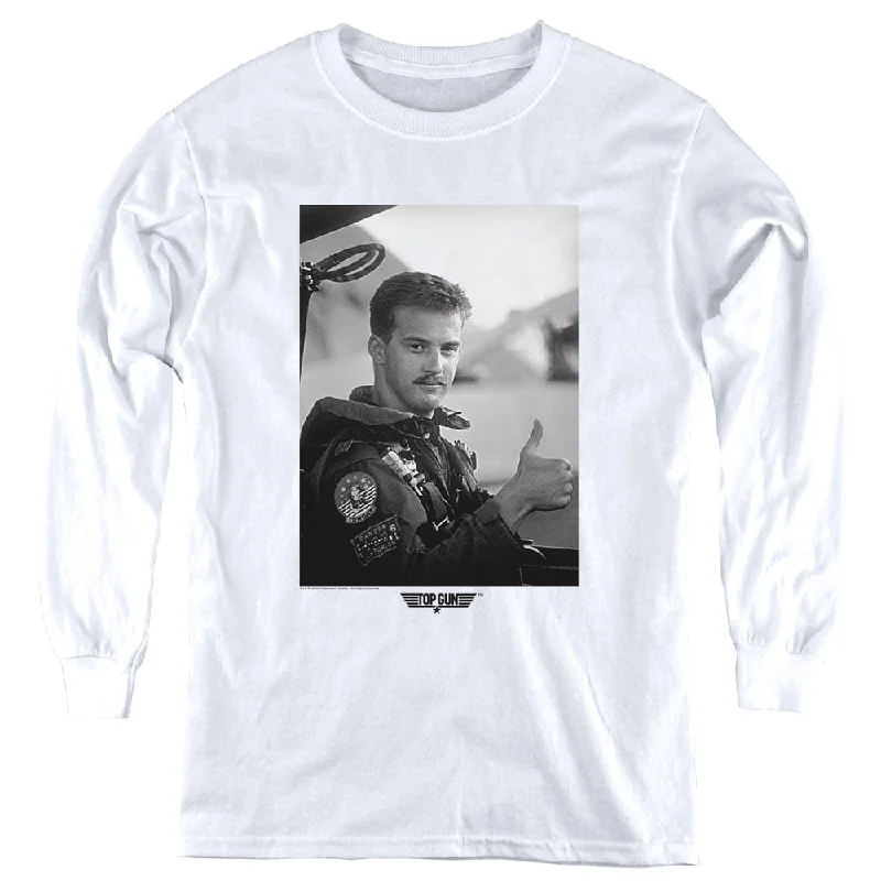 Limited Time Offer Top Gun Kids Long Sleeve Shirt Goose Portrait White Tee