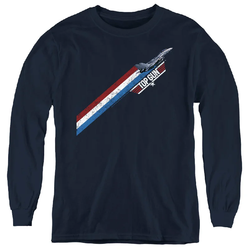 Season Finale Sale Top Gun Kids Long Sleeve Shirt Red White Blue Stripes Navy Tee