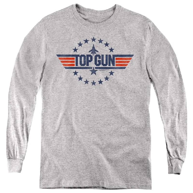 Special Price Top Gun Kids Long Sleeve Shirt Stars Logo Heather Tee