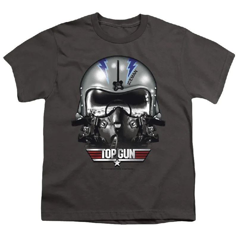 Midnight Madness Top Gun Kids T-Shirt Iceman Helmet Charcoal Tee