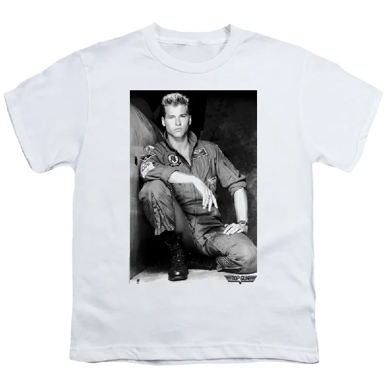 Deal Dash Top Gun Kids T-Shirt Iceman Portrait White Tee