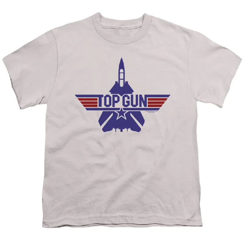 Bargain Bin Top Gun Kids T-Shirt Logo F 14 Tomcat Silver Tee
