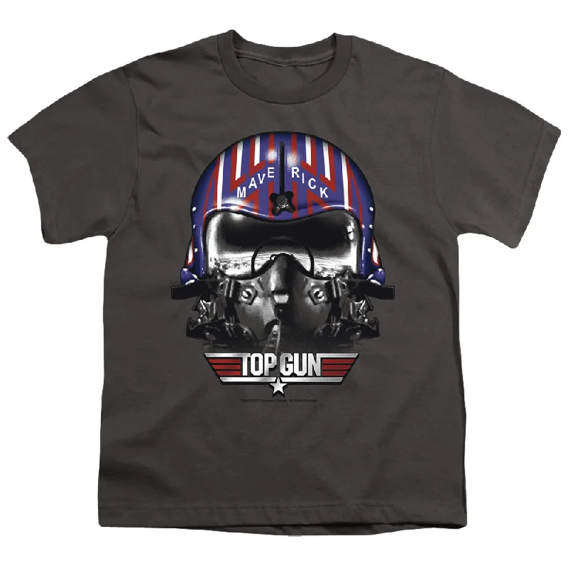 Closeout Top Gun Kids T-Shirt Maverick Helmet Charcoal Tee