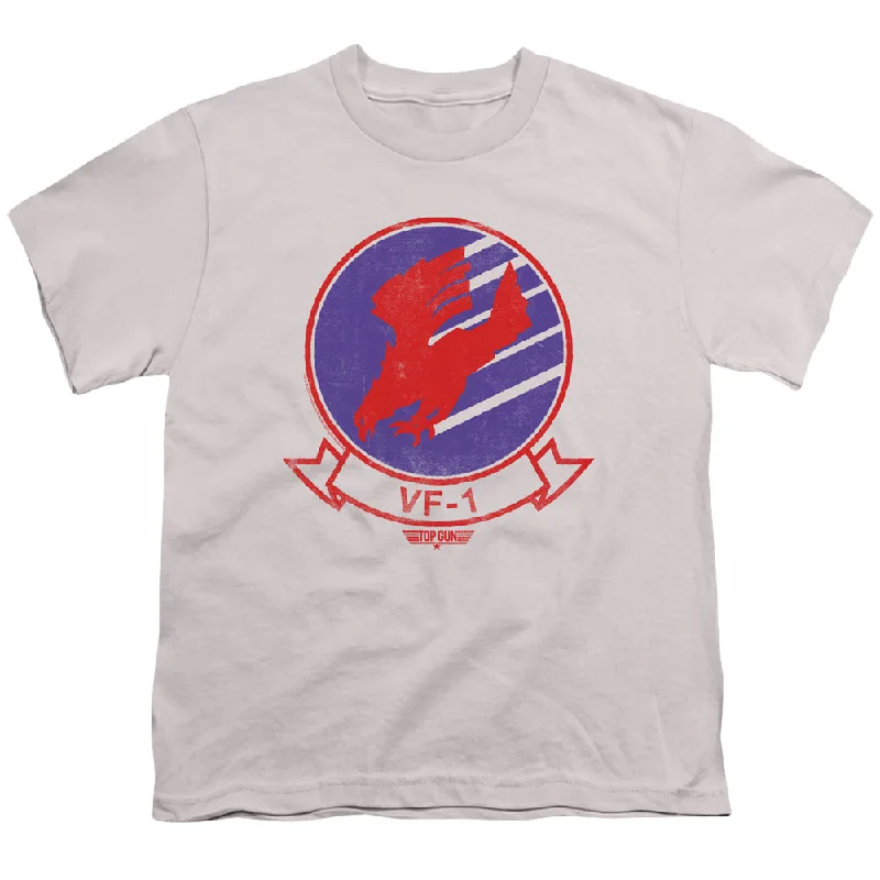 Price Cut Top Gun Kids T-Shirt VF-1 Logo Silver Tee