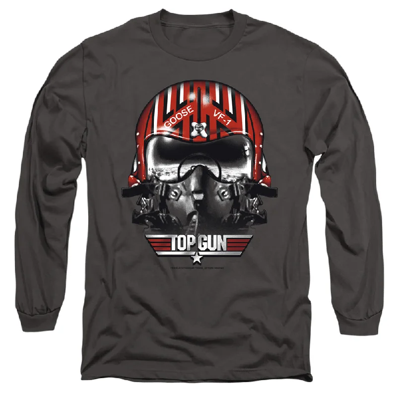 Buy Now Top Gun Long Sleeve T-Shirt Goose Helmet Charcoal Tee