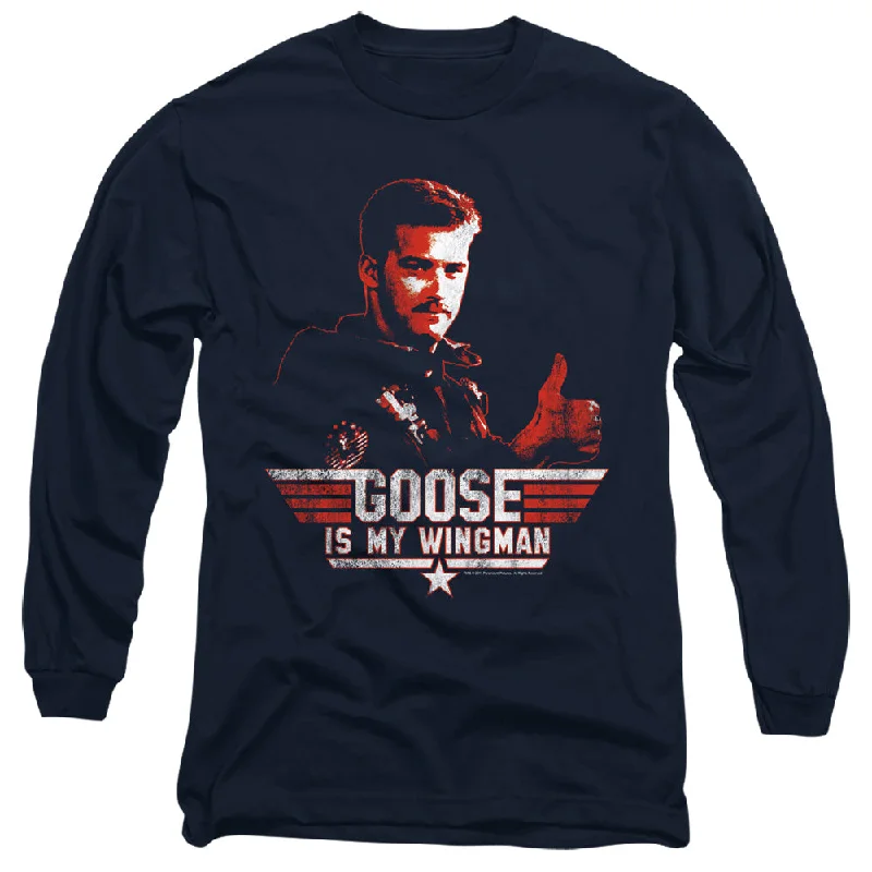 Value Deals Top Gun Long Sleeve T-Shirt Goose is My Wingman Navy Tee