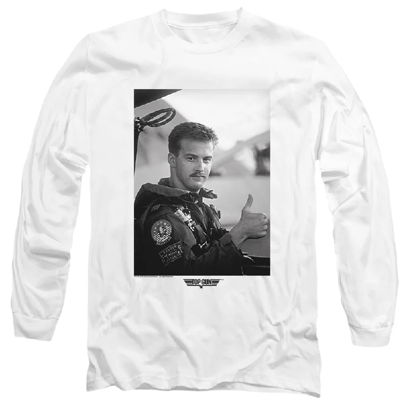 Savings Galore Top Gun Long Sleeve T-Shirt Goose Portrait White Tee