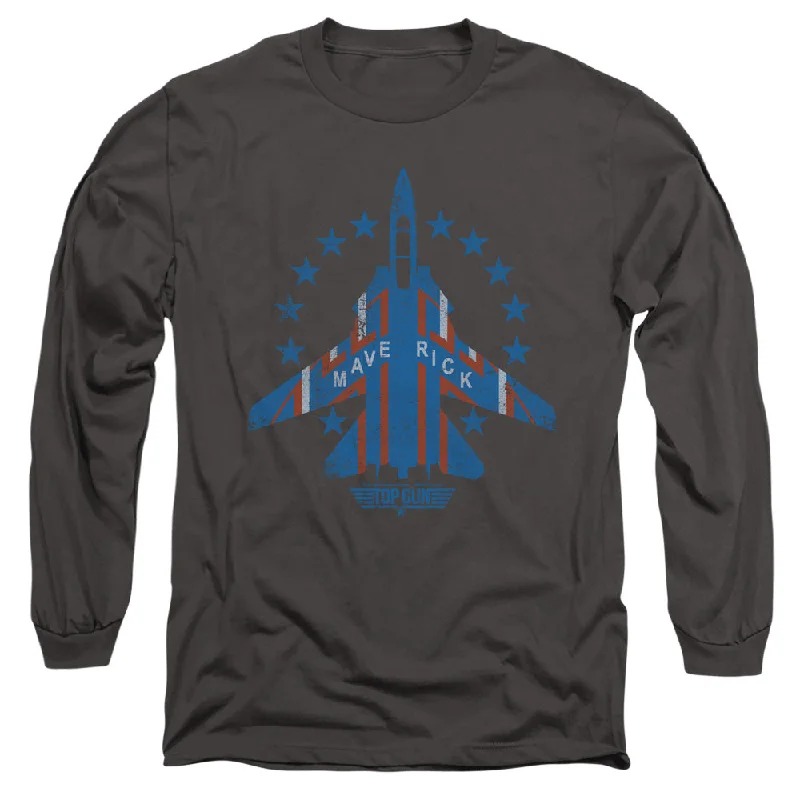 Great Deals Top Gun Long Sleeve T-Shirt Maverick F-14 Tomcat Charcoal Tee