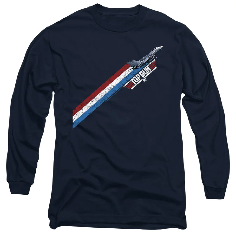 Buy More, Save More Top Gun Long Sleeve T-Shirt Red White Blue Stripes Navy Tee
