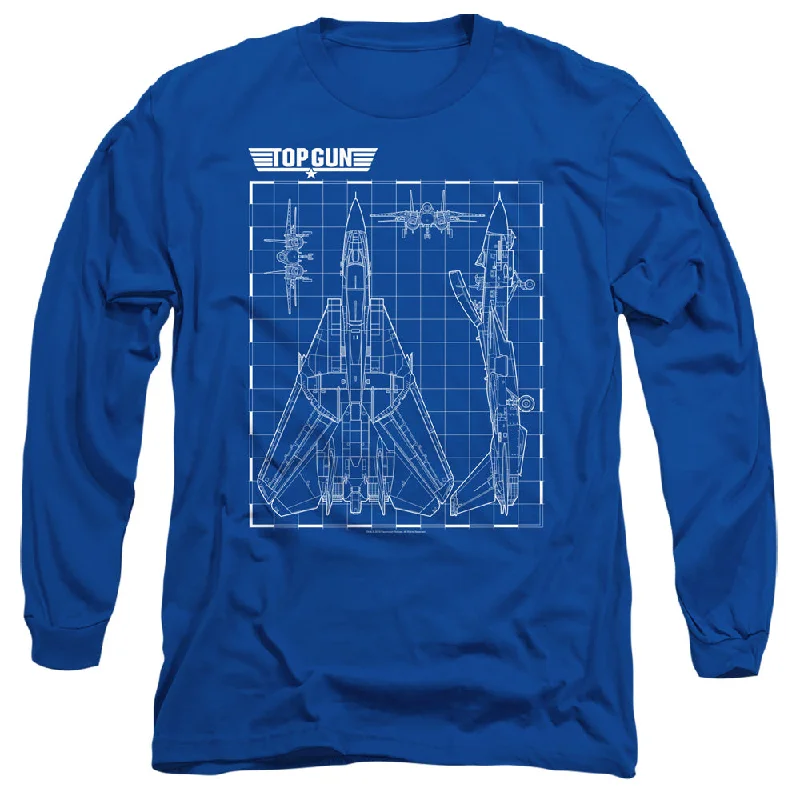 Online Exclusive Top Gun Long Sleeve T-Shirt Schematic F-14 Tomcat Royal Tee