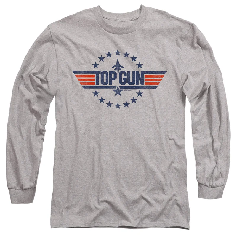 Price Cut Top Gun Long Sleeve T-Shirt Stars Logo Heather Tee