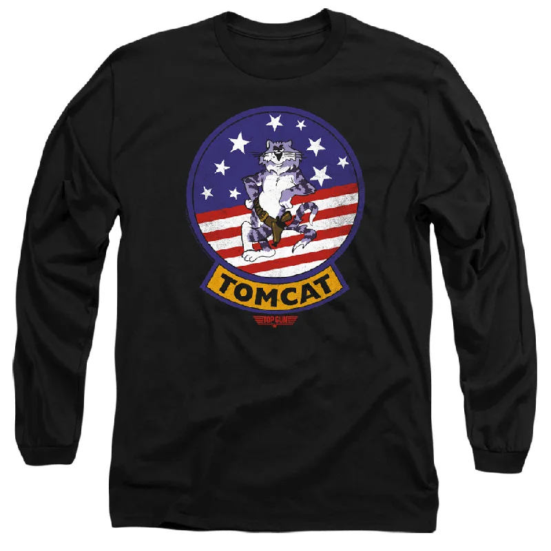 Markdowns Top Gun Long Sleeve T-Shirt Tomcat Patch Black Tee