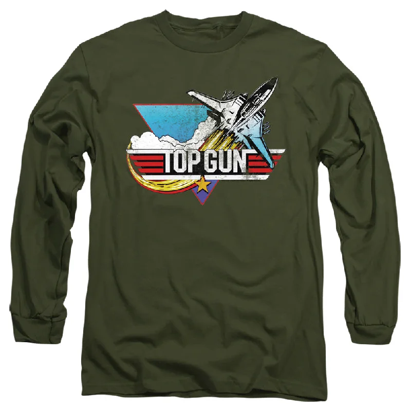 Act Now Top Gun Long Sleeve T-Shirt Vintage Logo Military Tee