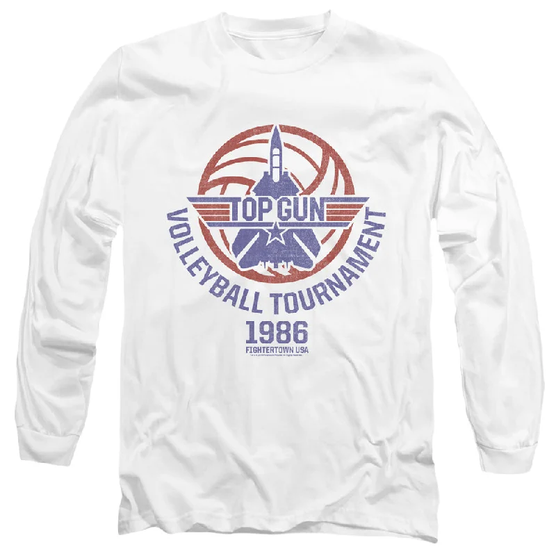 Online Only Top Gun Long Sleeve T-Shirt Volleyball Tournament White Tee