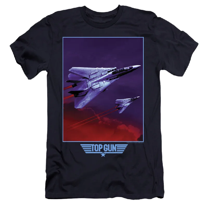 Act Fast Top Gun Premium Canvas T-Shirt F 14 Tomcat in Clouds Navy Tee