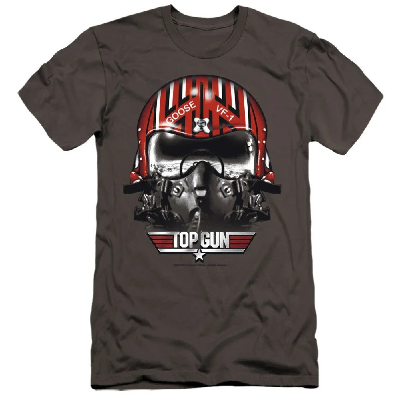 Extra Savings Top Gun Premium Canvas T-Shirt Goose Helmet Charcoal Tee