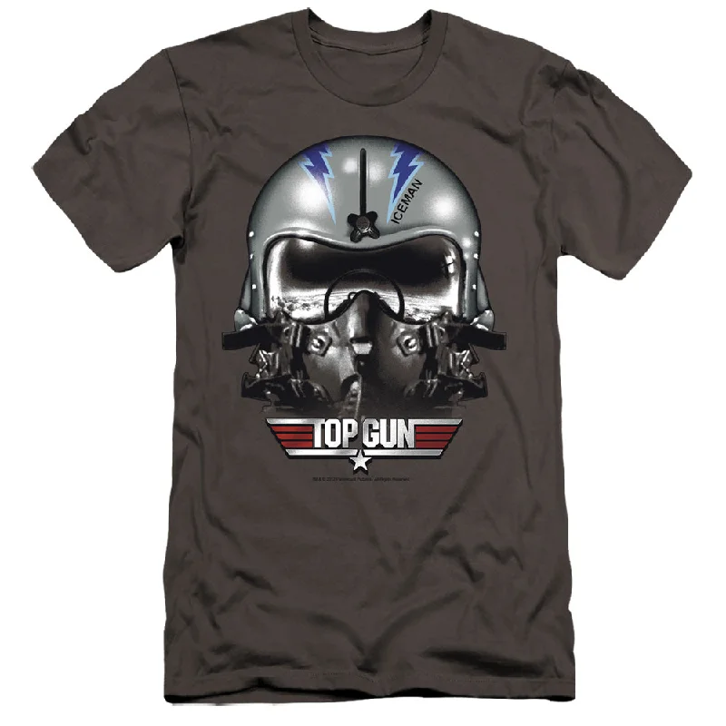 Price Reduction Top Gun Premium Canvas T-Shirt Iceman Helmet Charcoal Tee