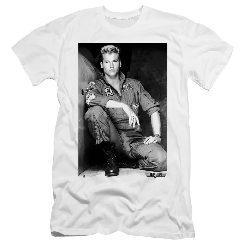 Epic Deals Top Gun Premium Canvas T-Shirt Iceman Portrait White Tee