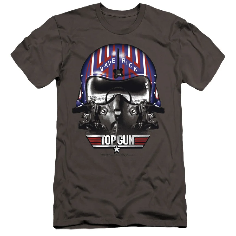 Don't Wait Top Gun Premium Canvas T-Shirt Maverick Helmet Charcoal Tee