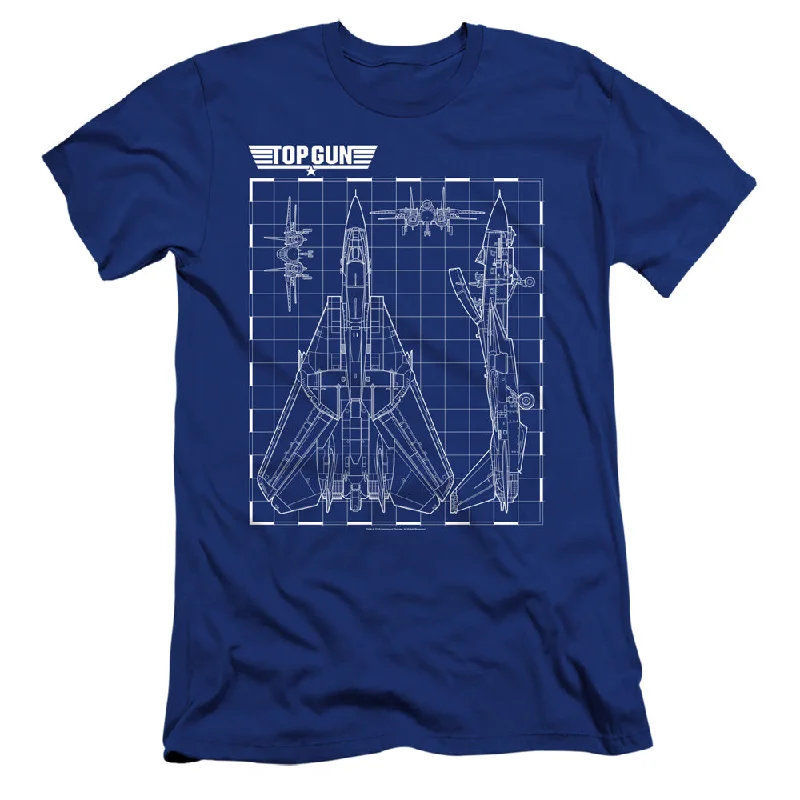 Blowout Sale Top Gun Premium Canvas T-Shirt Schematic F-14 Tomcat Royal Tee