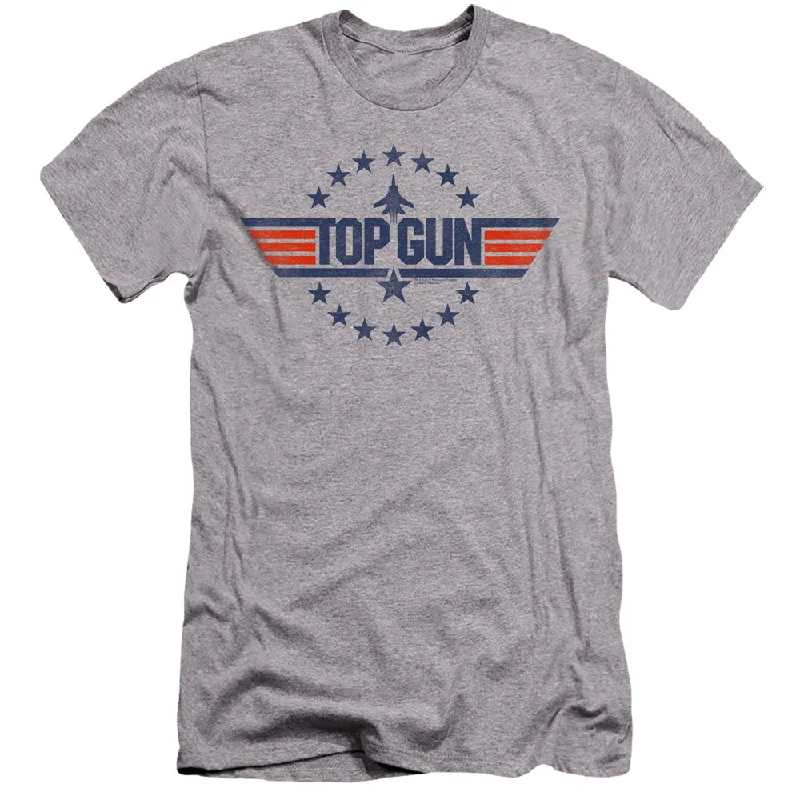 Super Deal Top Gun Premium Canvas T-Shirt Stars Logo Heather Tee