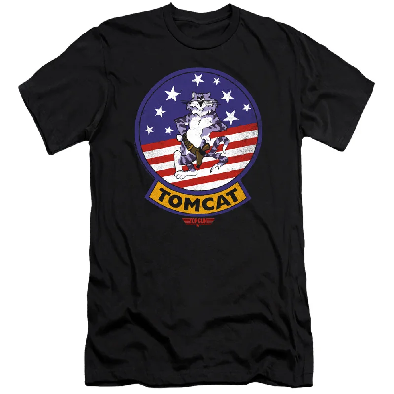 Hurry In Top Gun Premium Canvas T-Shirt Tomcat Patch Black Tee