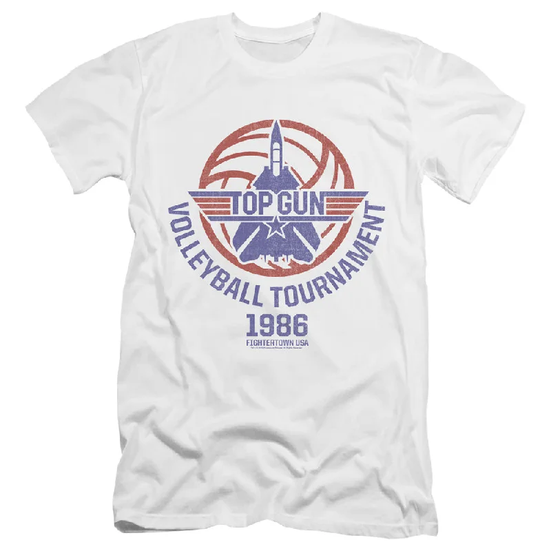 Massive Deals Top Gun Premium Canvas T-Shirt Volleyball Tournament White Tee