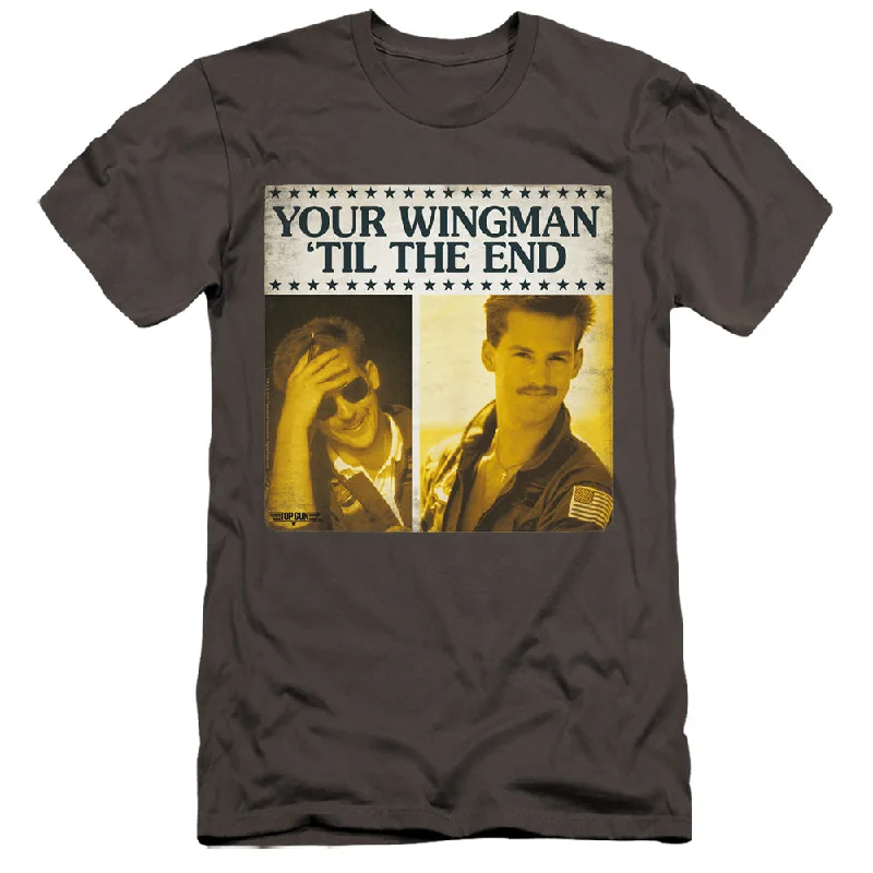 Limited Quantity Top Gun Premium Canvas T-Shirt Wingman 'Til The End Charcoal Tee