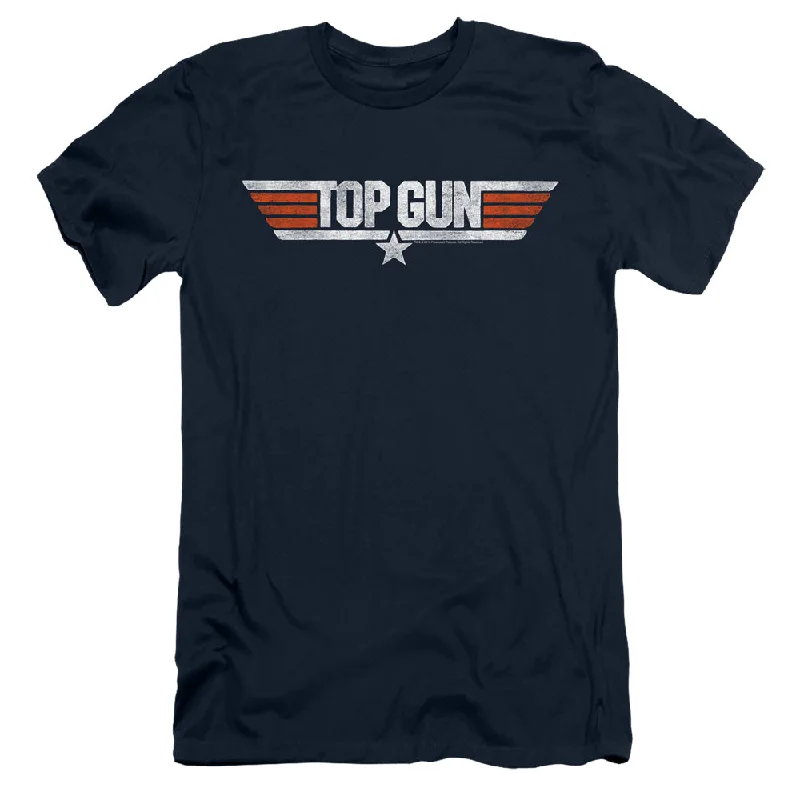 Discount Deals Top Gun Slim Fit T-Shirt Distressed Logo Navy Tee