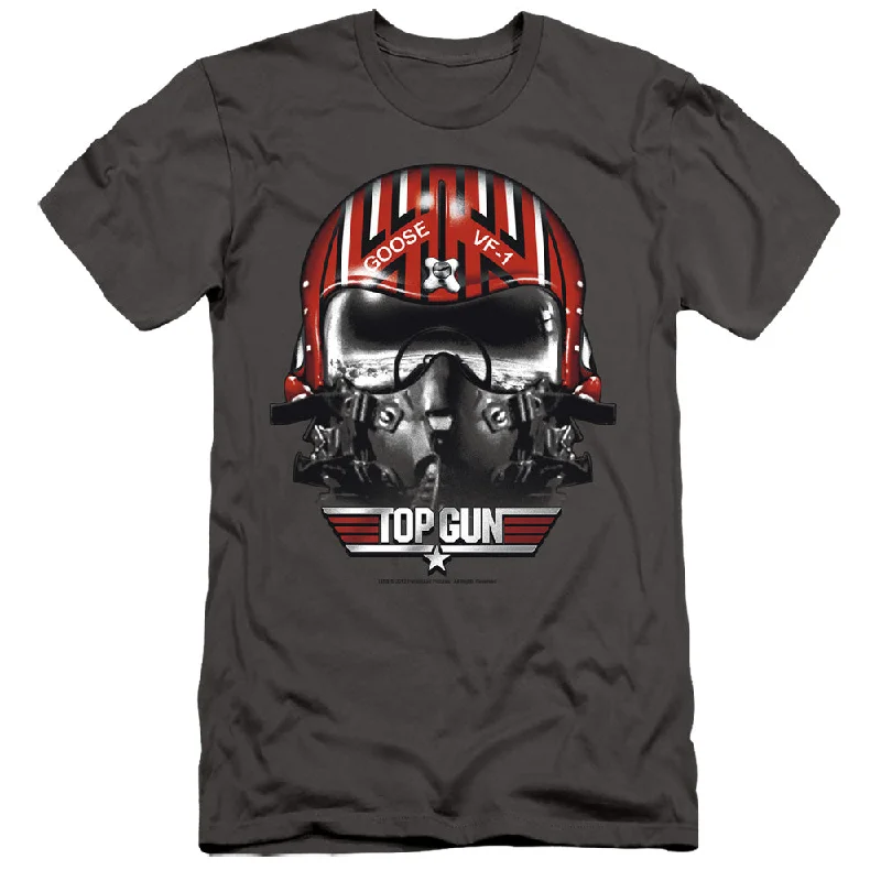 Massive Deals Top Gun Slim Fit T-Shirt Goose Helmet Charcoal Tee